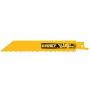DeWalt Hoja de sierra recíproca bimetálica DW4810 de 4 pulgadas y 18 TPI con respaldo recto (paquete de 5) DeWalt Hoja de sierra recíproca bimetálica DW4810 de 4 pulgadas y 18 TPI con respaldo recto (paquete de 5)