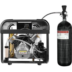 TUXING Compresor de aire de alta presión de 4500Psi, tanque de fibra de carbono de 6.8 L, estación de llenado de rifle de aire PCP, cargador de tanque de buceo con medidor de presión doble, bomba de TUXING Compresor de aire de alta presión de 4500Psi, tanque de fibra de carbono de 6.8 L, estación de llenado de rifle de aire PCP, cargador de tanque de buceo con medidor de presión doble, bomba de