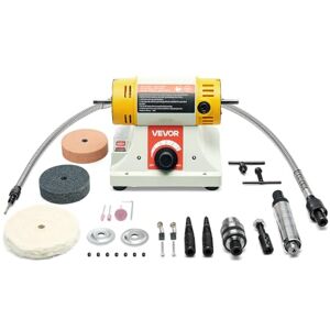 VEVOR Pulidora de banco para pulir de 1/2 CV, amoladora pulidora de mesa de 0 a 8000 RPM con rueda de tela de 4 pulgadas, rueda de pulido de 3 pulgadas y rueda de fibra de 3 pulgadas para metal VEVOR Pulidora de banco para pulir de 1/2 CV, amoladora pulidora de mesa de 0 a 8000 RPM con rueda de tela de 4 pulgadas, rueda de pulido de 3 pulgadas y rueda de fibra de 3 pulgadas para metal
