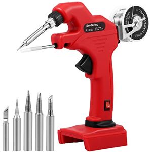 KHZSPP Soldador inalámbrico para batería Milwaukee M18 de 18 V-24 V, Máquina de Soldadura de Mano, 5 puntas de soldadura para placa de circuito de soldadura electrónica, kit de pistola de soldadura de 30 W KHZSPP Soldador inalámbrico para batería Milwaukee M18 de 18 V-24 V, Máquina de Soldadura de Mano, 5 puntas de soldadura para placa de circuito de soldadura electrónica, kit de pistola de soldadura de 30 W