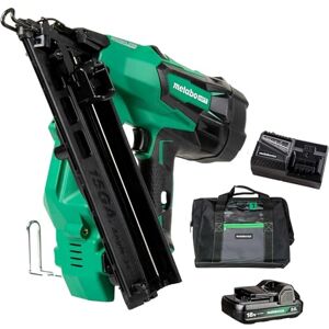 Metabo Kit de clavadora de acabado en ángulo sin escobillas de 18 V Multivoltios, clavadora de acabado en ángulo de calibre 15 con herramienta eléctrica batería de iones de litio de 2.0 Ah Metabo Kit de clavadora de acabado en ángulo sin escobillas de 18 V Multivoltios, clavadora de acabado en ángulo de calibre 15 con herramienta eléctrica batería de iones de litio de 2.0 Ah