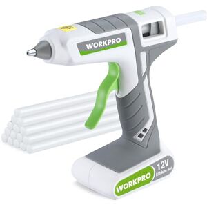 WORKPRO Pistola de pegamento de fusión en caliente inalámbrica de tamaño completo Kit de pistola de pegamento de precalentamiento rápido de 12V recargable con 15 barras de pegamento de tamaño WORKPRO Pistola de pegamento de fusión en caliente inalámbrica de tamaño completo Kit de pistola de pegamento de precalentamiento rápido de 12V recargable con 15 barras de pegamento de tamaño