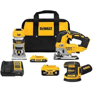 DeWalt Kit combinado de 3 herramientas, herramienta de enrutador inalámbrico sin escobillas, lijadora orbital aleatoria, sierra de calar, batería y cargador incluidos (DCK307D1P1) DeWalt Kit combinado de 3 herramientas, herramienta de enrutador inalámbrico sin escobillas, lijadora orbital aleatoria, sierra de calar, batería y cargador incluidos (DCK307D1P1)