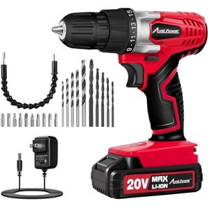 AVID POWER Taladro inalámbrico de litio de 20 V máximo, juego de taladro eléctrico con portabrocas sin llave de 3/8 pulgadas, velocidad variable, 16 posiciones y 22 brocas (rojo) AVID POWER Taladro inalámbrico de litio de 20 V máximo, juego de taladro eléctrico con portabrocas sin llave de 3/8 pulgadas, velocidad variable, 16 posiciones y 22 brocas (rojo)