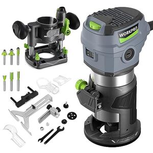 WORKPRO Kit Combo de Router Compacto, Router Compacto de 6.5 Amperios con Base Fija y Router de Zambullida para Carpintería Ranurado y Cepillado, 6 Velocidades Variables hasta 32000 RPM WORKPRO Kit Combo de Router Compacto, Router Compacto de 6.5 Amperios con Base Fija y Router de Zambullida para Carpintería Ranurado y Cepillado, 6 Velocidades Variables hasta 32000 RPM