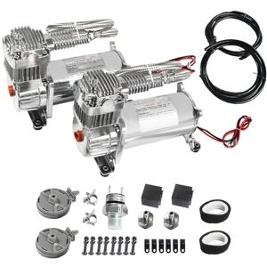JDMSPEED Kit de compresor de aire de 12 V doble cromo 440C 200 PSI 440C JDMSPEED Kit de compresor de aire de 12 V doble cromo 440C 200 PSI 440C