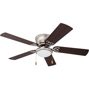 COOLFAN Ventilador de Techo con Luz LED Modelo Low Profile LED 52 Pulgadas (132 cm), 5 Aspas Reversibles y Control de Cadena Color Níquel. COOLFAN Ventilador de Techo con Luz LED Modelo Low Profile LED 52 Pulgadas (132 cm), 5 Aspas Reversibles y Control de Cadena Color Níquel.