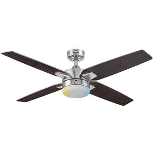 COOLFAN Ventilador De Techo con Luz Modelo Feria CCT 50 Pulgadas (127 cm), 4 Aspas Reversibles, Luz LED con Cambio de Temperatura y Atenuable (CCT) y Control Remoto Color Níquel COOLFAN Ventilador De Techo con Luz Modelo Feria CCT 50 Pulgadas (127 cm), 4 Aspas Reversibles, Luz LED con Cambio de Temperatura y Atenuable (CCT) y Control Remoto Color Níquel