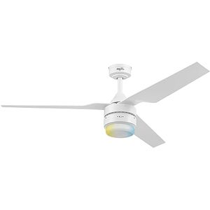 COOLFAN Ventilador De Techo con Luz Modelo Los Cabos CCT 52 Pulgadas (132 cm), 3 Aspas Plásticas, Luz LED con Cambio de Temperatura y Atenuable (CCT) y Control Remoto Incluido Color Blanco COOLFAN Ventilador De Techo con Luz Modelo Los Cabos CCT 52 Pulgadas (132 cm), 3 Aspas Plásticas, Luz LED con Cambio de Temperatura y Atenuable (CCT) y Control Remoto Incluido Color Blanco