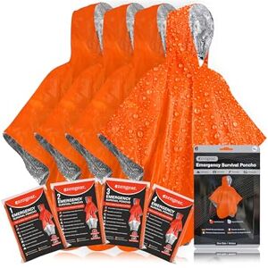 aZengear Poncho de supervivencia de emergencia (4 piezas) manta térmica de revestimiento de lámina de mylar para retención de calor y lluvia, reversible con capucha, impermeable, resistente al viento, portátil, manos libres, kit para exteriores aZengear Poncho de supervivencia de emergencia (4 piezas) manta térmica de revestimiento de lámina de mylar para retención de calor y lluvia, reversible con capucha, impermeable, resistente al viento, portátil, manos libres, kit para exteriores