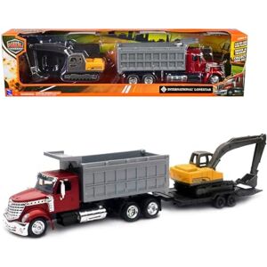 NewRay INTERNATIONAL LONESTAR, DUMP TRUCK w/EXCAVATOR 1:43 SCALE 46cm DIECAST 16623 RED NewRay INTERNATIONAL LONESTAR, DUMP TRUCK w/EXCAVATOR 1:43 SCALE 46cm DIECAST 16623 RED