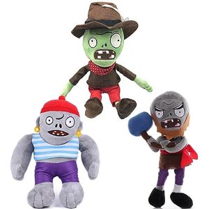 JHESAO 3 piezas de felpa de plantas y zombises: martillo, vaquero y gargantuar pirata zombis PVZ cifras de peluche JHESAO 3 piezas de felpa de plantas y zombises: martillo, vaquero y gargantuar pirata zombis PVZ cifras de peluche