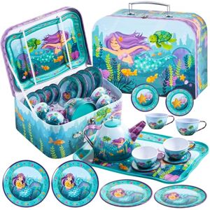JOYIN Juego de té de Sirena para niños pequeños, Juego de té para niños, Juego de rol, Tetera de Lata con Tazas, Platos y Estuche de Transporte, Juguete de Cocina para niñas pequeñas, Regalos de JOYIN Juego de té de Sirena para niños pequeños, Juego de té para niños, Juego de rol, Tetera de Lata con Tazas, Platos y Estuche de Transporte, Juguete de Cocina para niñas pequeñas, Regalos de