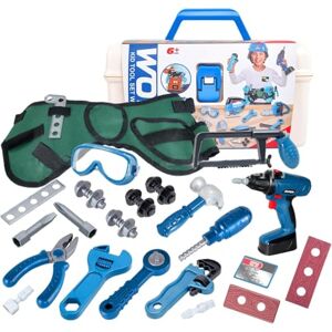 Fotgear Juego de Herramientas para Niños 26 Piezas Caja de Herramienta de Juguete Con Taladro Eléctrico Juguete de Construcción de Juego de Simulación Herramientas de Reparación para Niños Regalo Navidad Fotgear Juego de Herramientas para Niños 26 Piezas Caja de Herramienta de Juguete Con Taladro Eléctrico Juguete de Construcción de Juego de Simulación Herramientas de Reparación para Niños Regalo Navidad