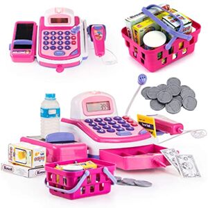 Prextex Juguete Electrónico Pretend Play, Caja Registradora, Juguete Con Micrófono, Altavoz Y Dinero Ficticio Incluidos Para Niños Prextex Juguete Electrónico Pretend Play, Caja Registradora, Juguete Con Micrófono, Altavoz Y Dinero Ficticio Incluidos Para Niños
