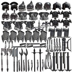 BICRKTOMXY Juego de accesorios de armadura y armas de caballero medieval, incluye escudos, cascos, lanzas, piezas de ladrillos MOC (66 piezas) BICRKTOMXY Juego de accesorios de armadura y armas de caballero medieval, incluye escudos, cascos, lanzas, piezas de ladrillos MOC (66 piezas)