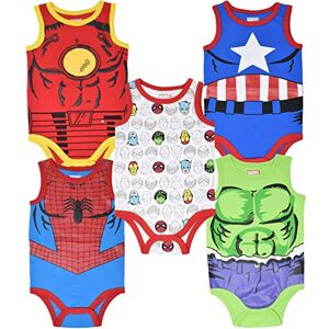 Marvel Avengers Baby Boys 5 Pack Sleeveless Bodysuits 18 Months Marvel Avengers Baby Boys 5 Pack Sleeveless Bodysuits 18 Months