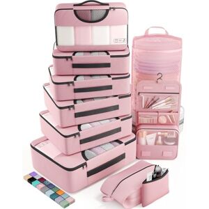 Veken Juego de 10 cubos de embalaje esenciales para viajes, bolsas organizadoras de maletas en 4 tamaños, accesorios de equipaje de mano con gran ropa y bolsa de aseo colgante, imprescindible para Veken Juego de 10 cubos de embalaje esenciales para viajes, bolsas organizadoras de maletas en 4 tamaños, accesorios de equipaje de mano con gran ropa y bolsa de aseo colgante, imprescindible para