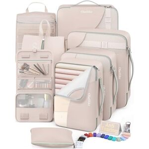 OlarHike Juego de 10 cubos de embalaje para viajes, regalos para mujeres y mamá, organizador de maletas antidesgarro para equipaje con zapatos y bolsa de aseo colgante, esencial para día festivo y OlarHike Juego de 10 cubos de embalaje para viajes, regalos para mujeres y mamá, organizador de maletas antidesgarro para equipaje con zapatos y bolsa de aseo colgante, esencial para día festivo y