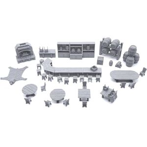 EnderToys Tavern Juego de muebles de bar Terreno DND Paisajes RPG de mesa y terreno de juego de guerra miniatura de 28 mm EnderToys Tavern Juego de muebles de bar Terreno DND Paisajes RPG de mesa y terreno de juego de guerra miniatura de 28 mm