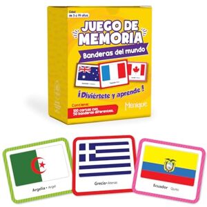 Menique . Juego de Memoria de Banderas del Mundo. 50 Pares de países. Bandera, país y Capital Menique . Juego de Memoria de Banderas del Mundo. 50 Pares de países. Bandera, país y Capital
