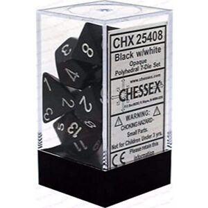 Chessex CHX25408 Juego de Dados opacos, Color Blanco y Negro Chessex CHX25408 Juego de Dados opacos, Color Blanco y Negro