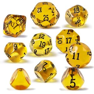 BESCON DICE Juego de dados poliédricos de 10 piezas impares numerados D3-D25, número impar D3, D5, D7, D9, D11, D13, D15, D17, D19, D25 para juegos de rol (juego de ámbar) BESCON DICE Juego de dados poliédricos de 10 piezas impares numerados D3-D25, número impar D3, D5, D7, D9, D11, D13, D15, D17, D19, D25 para juegos de rol (juego de ámbar)