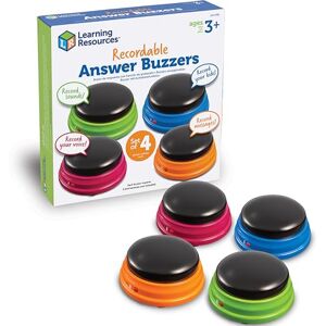 Learning Resources Recordable Answer Buzzers, Zumbadores para Juegos, Botones grabables, Perfecto para Noches de Juegos Familiares o Trivia, Set de 4, para Niños Mayores de 3 años Learning Resources Recordable Answer Buzzers, Zumbadores para Juegos, Botones grabables, Perfecto para Noches de Juegos Familiares o Trivia, Set de 4, para Niños Mayores de 3 años