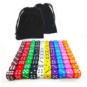 BESCON DICE Bescon Juego de dados multicolor de 16 mm, 100 bolsas de terciopelo negro BESCON DICE Bescon Juego de dados multicolor de 16 mm, 100 bolsas de terciopelo negro