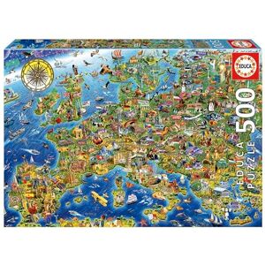 Educa 17962, Crazy, Rompecabezas de 500 Piezas para Adultos y niños de 10 años, Mapa, Europa, Multicolor Educa 17962, Crazy, Rompecabezas de 500 Piezas para Adultos y niños de 10 años, Mapa, Europa, Multicolor