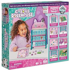 Spin Master Games Gabby’s Dollhouse, Cuartel General de Juegos con damas, tres en raya, juego de memoria, pesca, tablero de bingo, juego de mesa de Netflix para regalar y para fiestas, para niños a partir de 4 años Spin Master Games Gabby’s Dollhouse, Cuartel General de Juegos con damas, tres en raya, juego de memoria, pesca, tablero de bingo, juego de mesa de Netflix para regalar y para fiestas, para niños a partir de 4 años