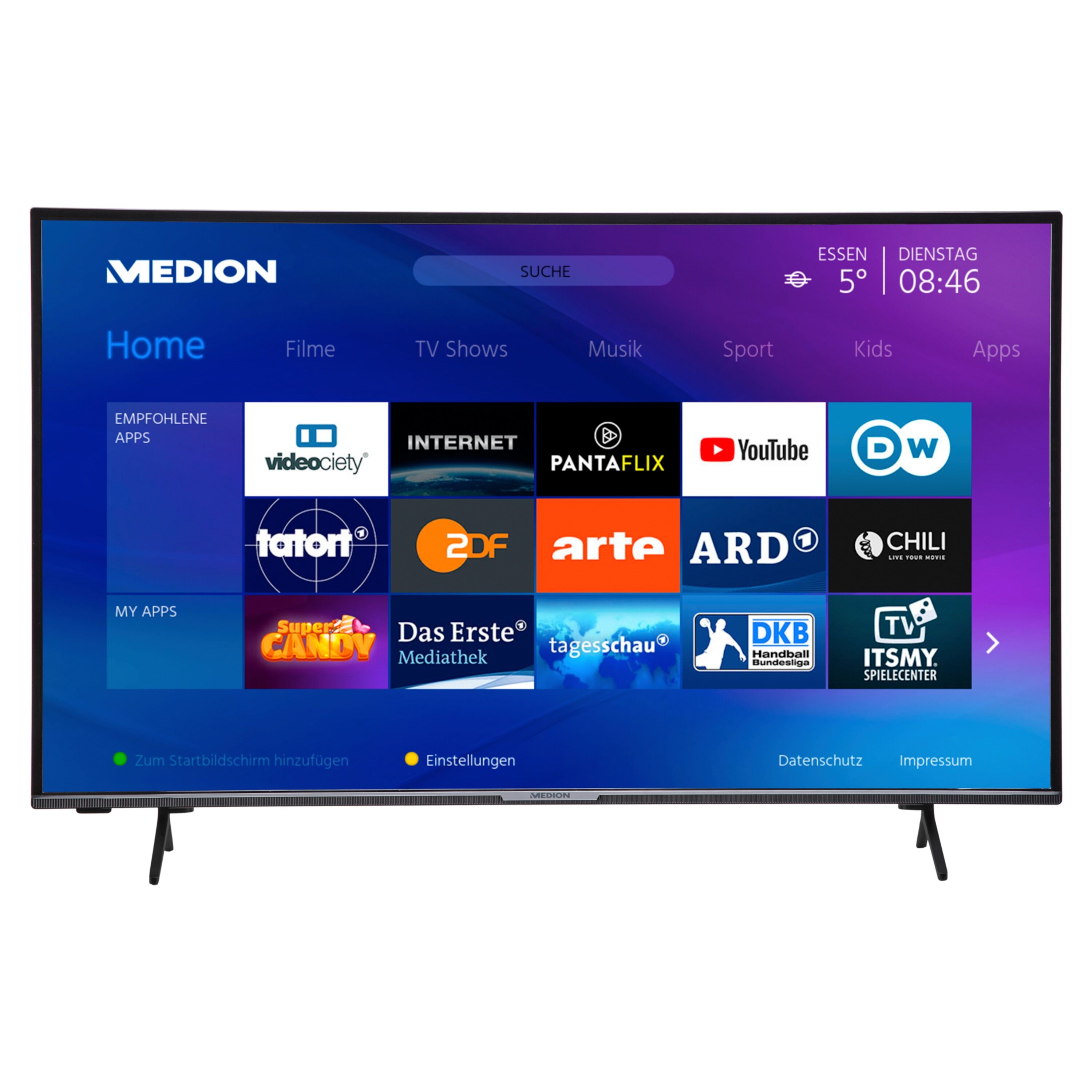 MEDION LIFE X15814 Smart-TV  146,1 cm (58 inch) Ultra HD Display  HDR  Micro Dimming  PVR ready  Netflix  Amazon Prime Video  Bluetooth  DTS H