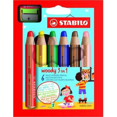 Stabilo Woody 3-in-1 6st + slijper Stabilo Woody 3-in-1 6st + slijper