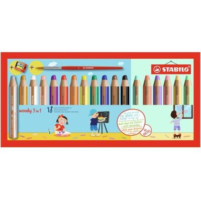 Stabilo Woody 3-in-1 etui 18st met Pastel + slijper & penseel Stabilo Woody 3-in-1 etui 18st met Pastel + slijper & penseel