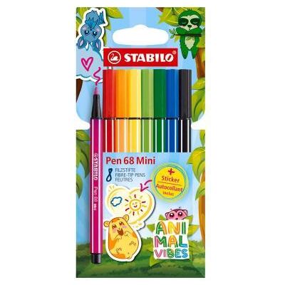 Stabilo ANIMAL VIBES Pen 68 Mini 10st + GRATIS sticker Stabilo ANIMAL VIBES Pen 68 Mini 10st + GRATIS sticker