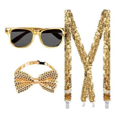 Accessoireset goud met partybril, Accessoireset goud met partybril,