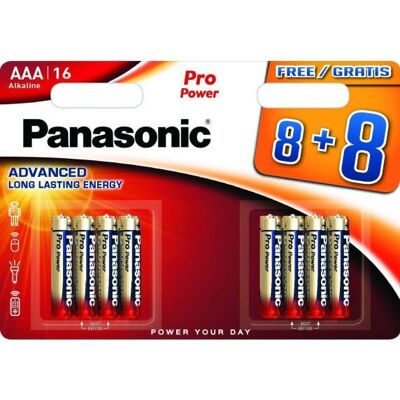 Panasonic Pro Power AAA blister 8+8 pack alkaline batterij Panasonic Pro Power AAA blister 8+8 pack alkaline batterij