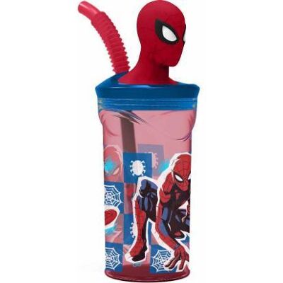 Spider-Man Spiderman 3D figuurbeker met rietje 360ml Spider-Man Spiderman 3D figuurbeker met rietje 360ml