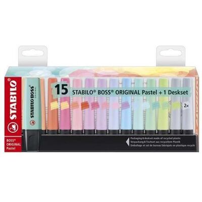 Stabilo Boss Original deskset pastel 15dlg Stabilo Boss Original deskset pastel 15dlg