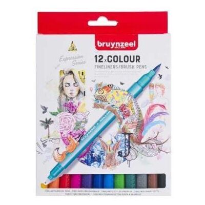 Bruynzeel 12 fineliners/brushpennen Bruynzeel 12 fineliners/brushpennen