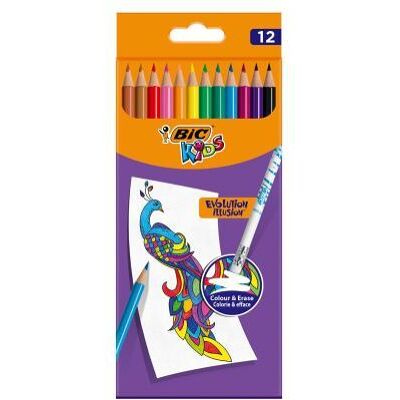 Bic Kids Evolution Illusion 12 kleurpotloden met gum Bic Kids Evolution Illusion 12 kleurpotloden met gum