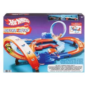 Hot Wheels Ultra Hots Blast Launch Face-Off met 2 die-cast auto's Hot Wheels Ultra Hots Blast Launch Face-Off met 2 die-cast auto's