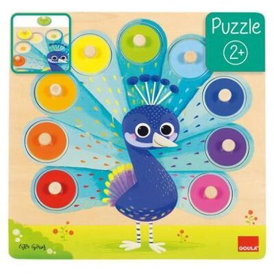 Goula Houten knoppuzzel Pauw Goula Houten knoppuzzel Pauw