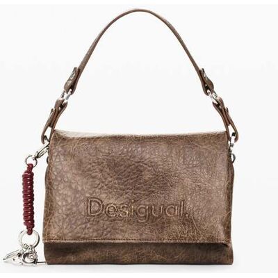 Desigual, Middelgrote tas met leerlook, Polyurethaan, Bruin, U Desigual, Middelgrote tas met leerlook, Polyurethaan, Bruin, U