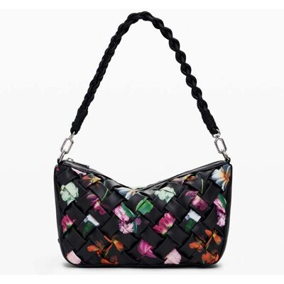 Desigual, Kleine gevlochten bloemen tas, Polyurethaan, Zwart, U Desigual, Kleine gevlochten bloemen tas, Polyurethaan, Zwart, U