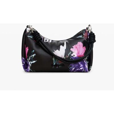 Desigual, Gewatteerde handtas met bloemen, Polyurethaan, Zwart, U Desigual, Gewatteerde handtas met bloemen, Polyurethaan, Zwart, U