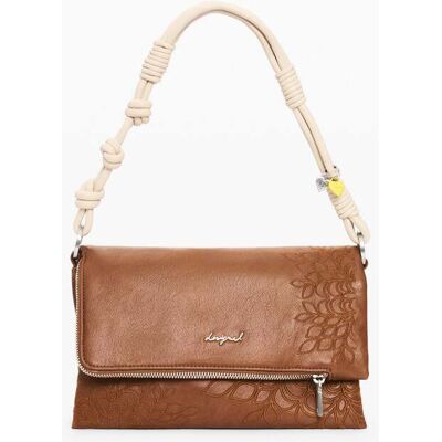 Desigual, Middelgrote tas met logo-bedel, Dames, Polyurethaan, Bruin, U Desigual, Middelgrote tas met logo-bedel, Dames, Polyurethaan, Bruin, U