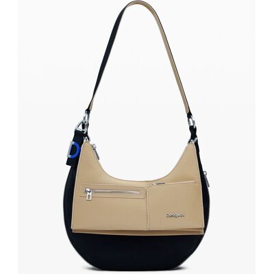 Desigual, Middelgrote tweekleurige afneembare tas, Polyurethaan, Zwart, U Desigual, Middelgrote tweekleurige afneembare tas, Polyurethaan, Zwart, U