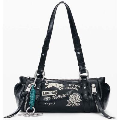 Desigual, Middelgrote gewatteerde tas, Polyurethaan, Zwart, U Desigual, Middelgrote gewatteerde tas, Polyurethaan, Zwart, U