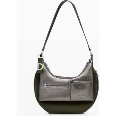 Desigual, Middelgrote tweekleurige afneembare tas, Polyurethaan, Groen, U Desigual, Middelgrote tweekleurige afneembare tas, Polyurethaan, Groen, U